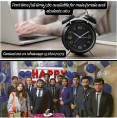 part time full time jobs available for male females and students also.