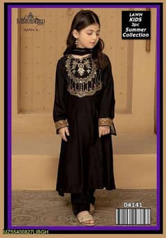 3 Pcs Girls Unstitched Lawn Embroidered Suit