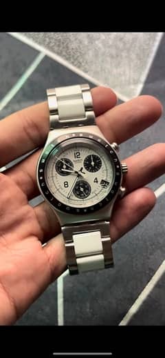 Swatch Swiss Made Panda Dial Stainless Steel Watch 0