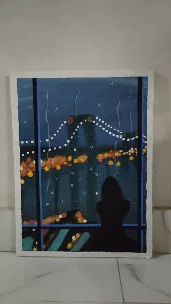 Hand made painting of "look outside the window" 1