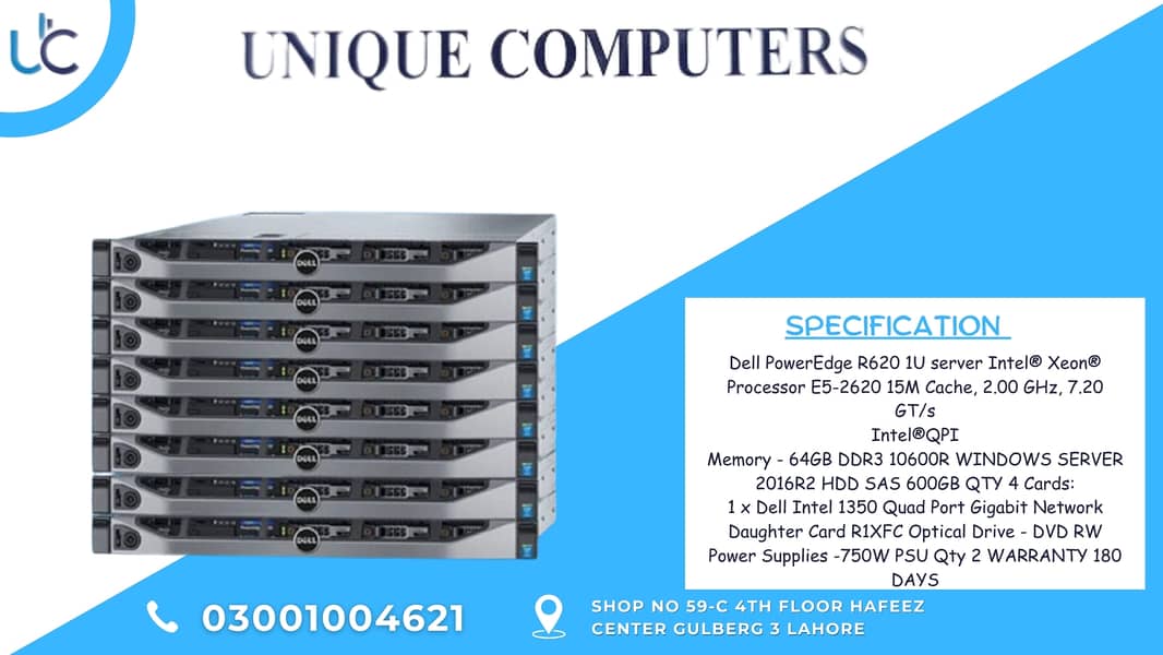 Dell PowerEdge R620 1U server Intel® Xeon® Processor E5-2620 15M 0