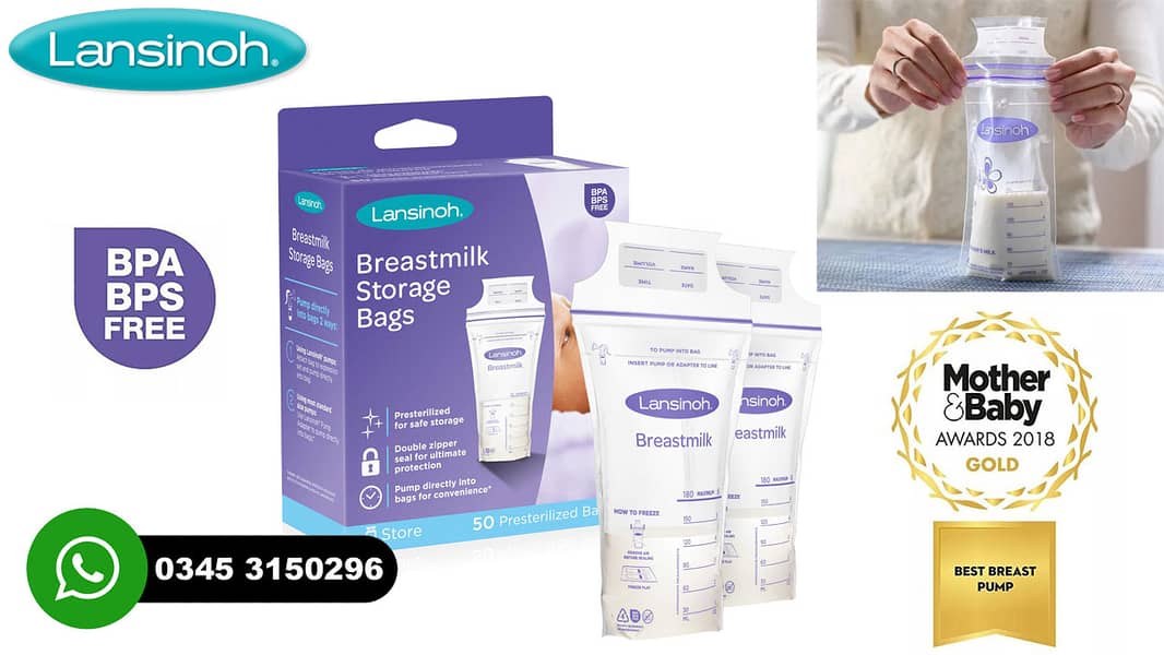 Lansinoh Milk Storage Bags for Baby Feeding 0