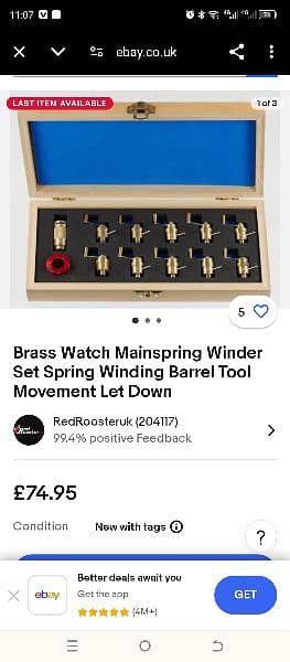 Brass Watch Mainspring Winder Set Spring Winding Barrel Tool Movement 6