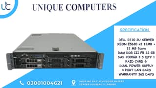 DELL R710 2U SERVER XEON E5620 x2 12MB + 12 MB 8core RAM DDR III FB 32