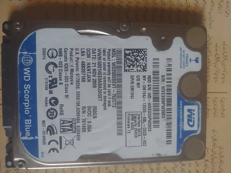 Laptop hard disk 250 GB 0