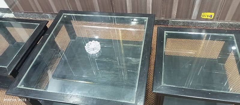 Center Table Set 3 Piece Elegant Design Solid Wooden Table Glass Top 2