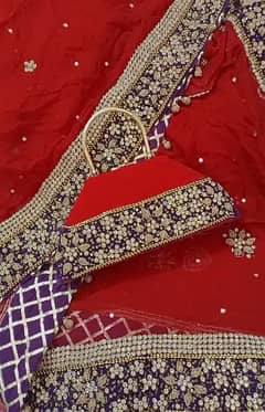Blood Red Heavy Weight farshi Sharara For Bride