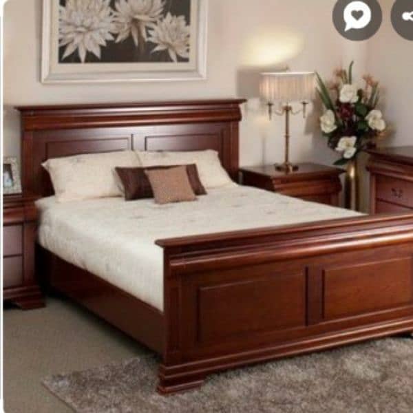 double bed set, sheesham wood bed set, king size bed set, complete set 6