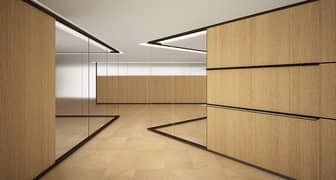 Wooden floor/glass work/office partition/sliding door/wardrobes/cabine