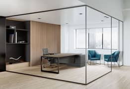 Glass partition/office renovation/vinyl flooring/front desk/media wall 0