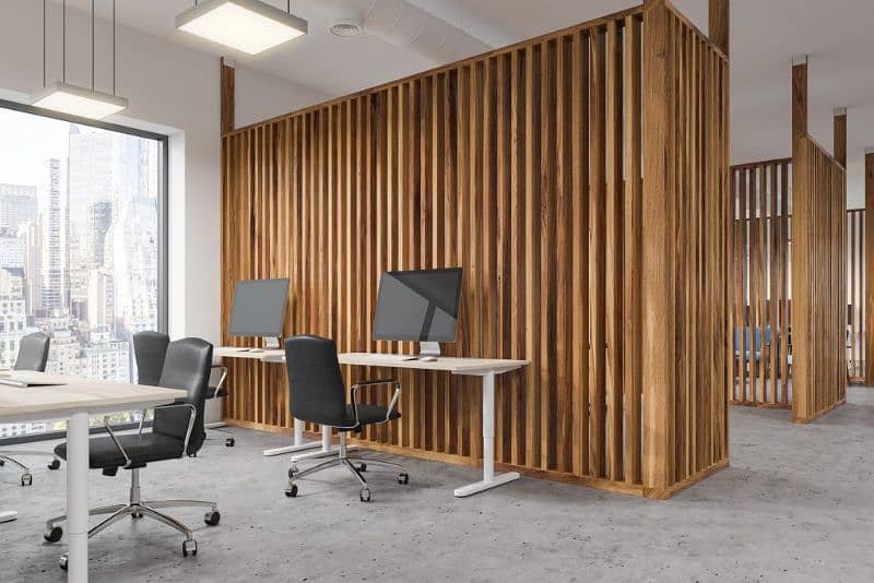 Glass partition/office renovation/vinyl flooring/front desk/media wall 3