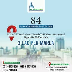 84 Kanal Land For Sale in Gt Road Wazirabad 0