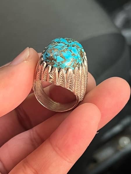 Shajari Feroza  (Turquoise) Stone Silver Ring 1