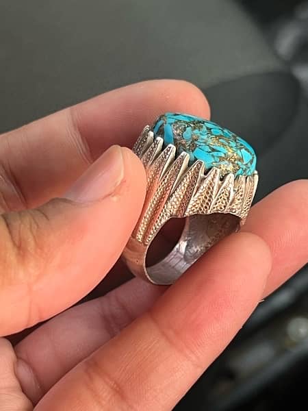 Shajari Feroza  (Turquoise) Stone Silver Ring 2