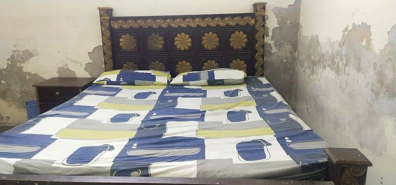 Wooden Bed set with side tables 2