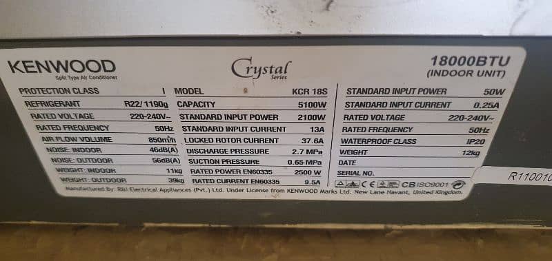 Kenwood 1.5Tonn Ac | Complete Unit | Crystal Display 1