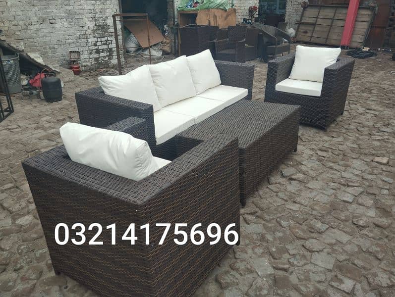 OUTDOOR GARDEN RATTAN UPVC FURNITURE SOFA SET CHAIRS TABLE UMBRELLA 6