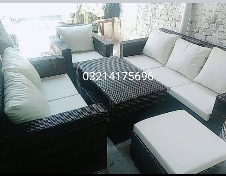 OUTDOOR GARDEN RATTAN UPVC FURNITURE SOFA SET CHAIRS TABLE UMBRELLA 7