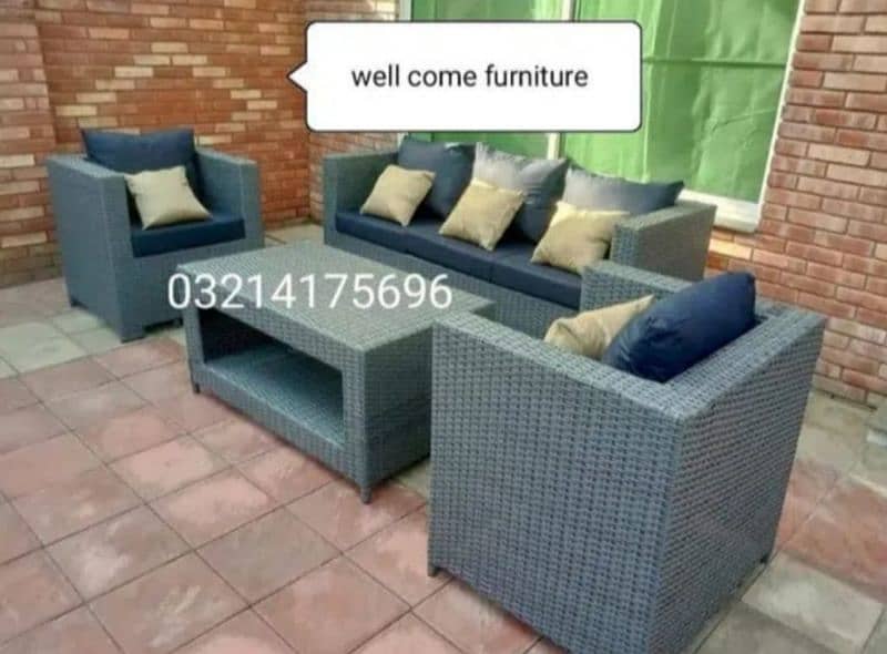 OUTDOOR GARDEN RATTAN UPVC FURNITURE SOFA SET CHAIRS TABLE UMBRELLA 10