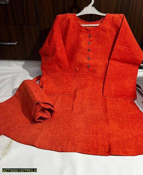 2' Pcs women stitched khaddar plain suit 1