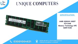 64GB 4DR4X4 2400T PC4 RAM Memory Technology HPE DDR4 RAM