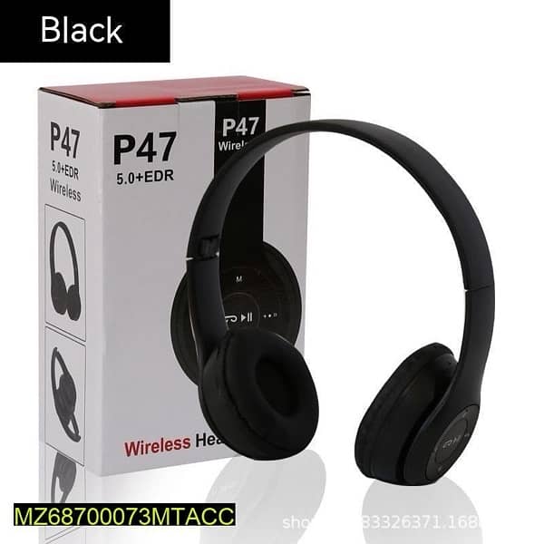 wireless sterio headphones,Black  Free Cash on Delivery 1