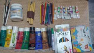 Art tools/paints ,qalam,faber castel watercolors,Gesso,Doms colors