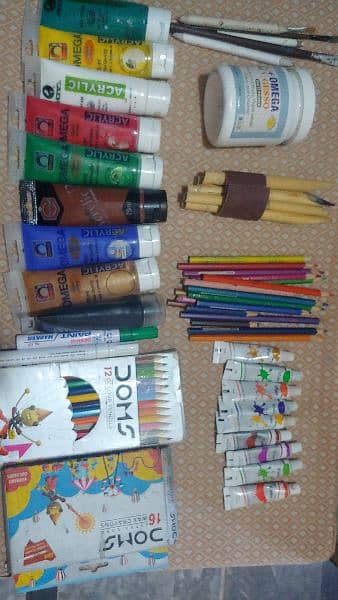 Art tools/paints ,qalam,faber castel watercolors,Gesso,Doms colors 1