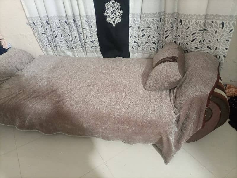 sofa cum bed and 2 seater sethi center tabel for  sale 2
