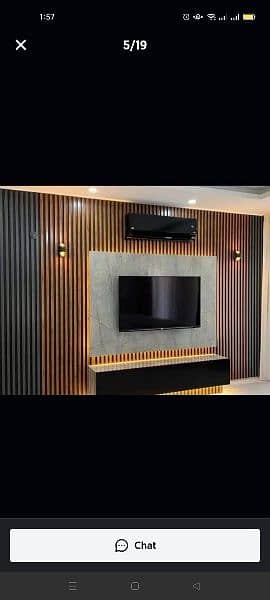 PVC pannel/stairs design/media wall/frosted paper/led unit/tv rack/3d 6