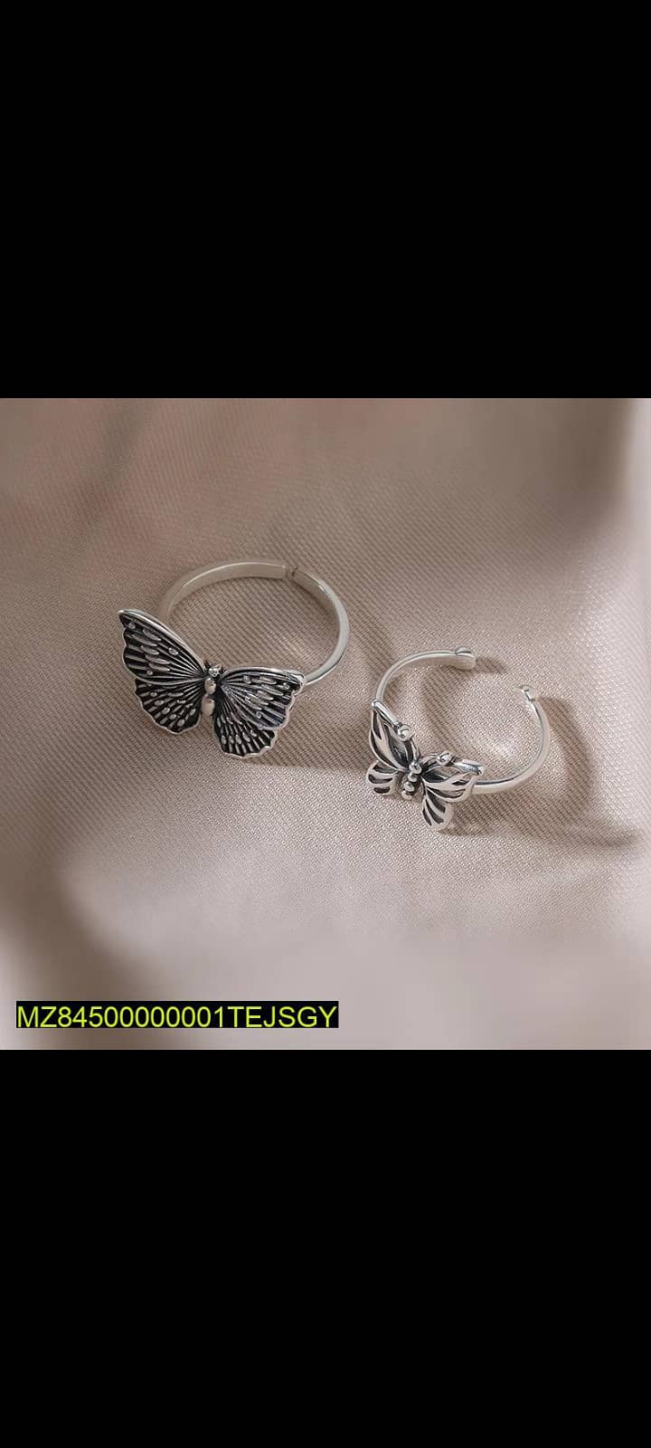 Butterfly Adjustable Silver Ring For Girls 2