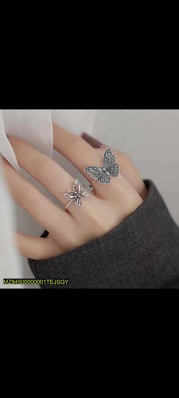 Butterfly Adjustable Silver Ring For Girls 3