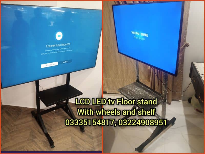 LCD LED tv Floor stand with wheel For office home events IT expo cctv 2