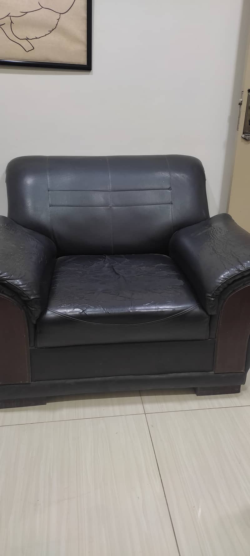 5 seater office sofa black color good condition in  30000 5