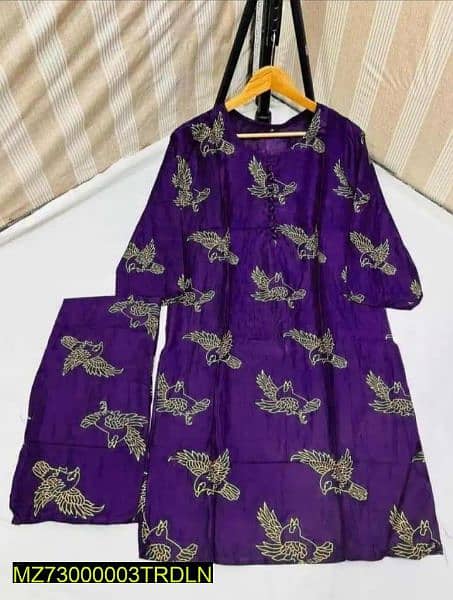 2 pcs women's striched linen printed suit 1