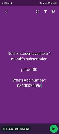 screen available for 1 months 0