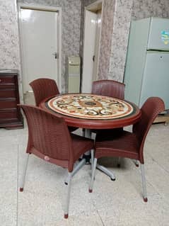 4 seater dining chair and round table ,for indoor and outdoor usage