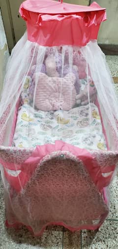 Baby Swing Cot & Cradle with Mosquito Net Baby Jhoola Swing Bed /Stand