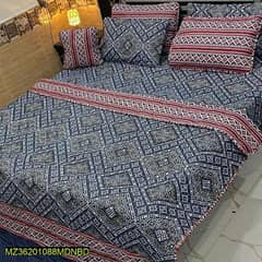 7 Pcs Cotton Printed Double Bed Comfortable Set 0