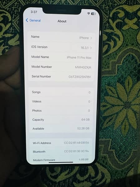 IPHONE 11 PRO MAX 64GB SINGLE SIM PTA APPROVED 0