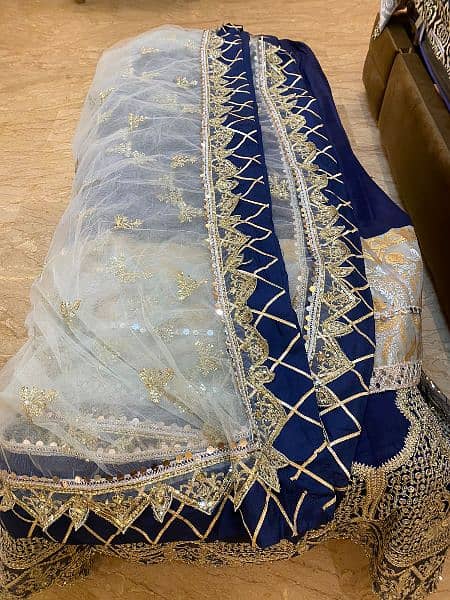 Lehnga,Frock and Dupatta(Navy Blue And Gold) 1