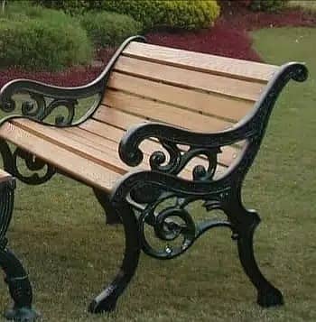 Park seating Lawn Benches, Patios outdoor Wooden Iron Frame Benches 2