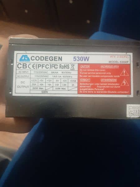 Codegen 530watt power supply 24pins 1