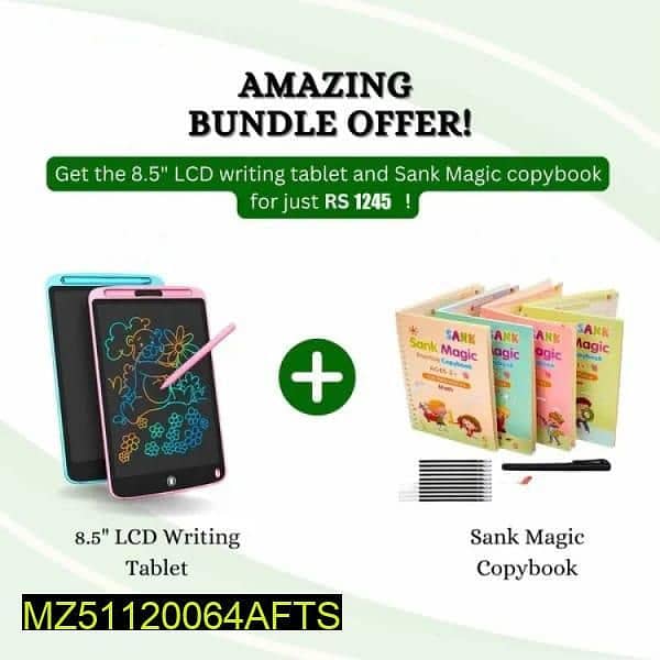 Combo Pack 8.5 Writing Tablet And 4 Pcs Sank Magic Practice Books 2