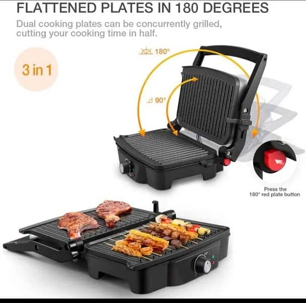 Electric Commercial Panini Press Grill Non-Stick Coated Plates 1