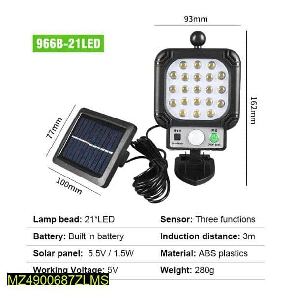 SOLAR RECHARGEABLE  SENSOR LIGHT 1