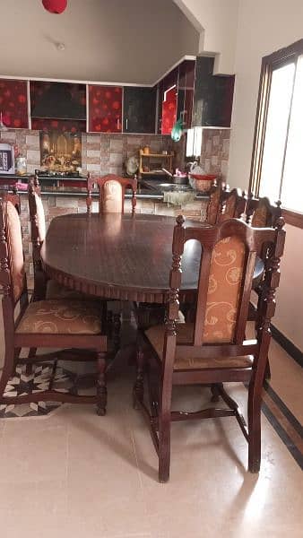 Wooden Dining Table 8 Chairs for sale 1