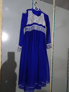 Tail frok,royal blue color with white embroidery