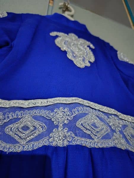 Tail frok,royal blue color with white embroidery 2