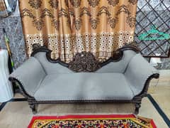 2 seated sofa with wooden back 0